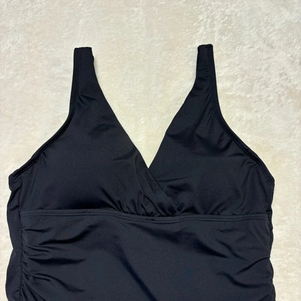 Lauren Ralph Lauren Womens Tankini Top Size 8 Black‎ Padded Beach Resortwear